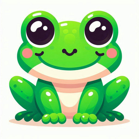 Frog cartoon vector illustration. Cute cartoon green frog icon.のイラスト素材