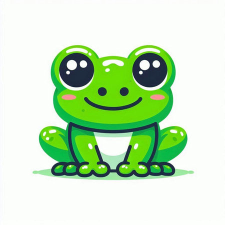 Cute cartoon frog. Vector illustration isolated on a white background.のイラスト素材