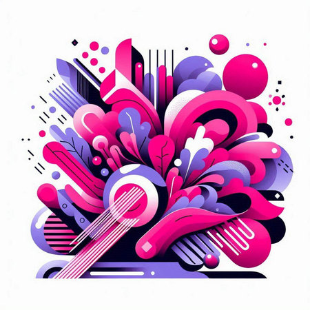 Colorful abstract composition with doodle elements. Vector illustration.のイラスト素材
