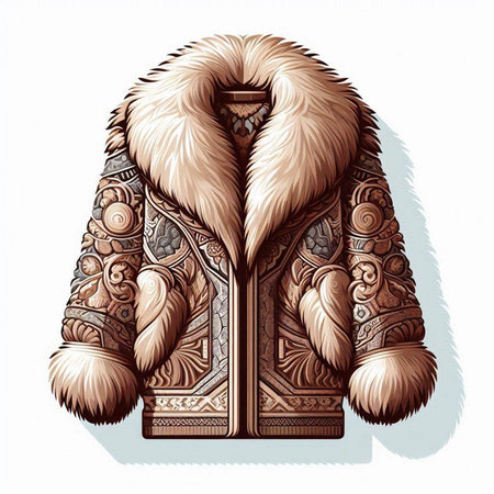 Vector illustration of a fur coat with pattern on a white background.のイラスト素材