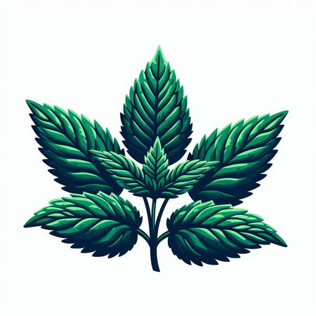 Mint leaves on a white background. Vector illustration for design.