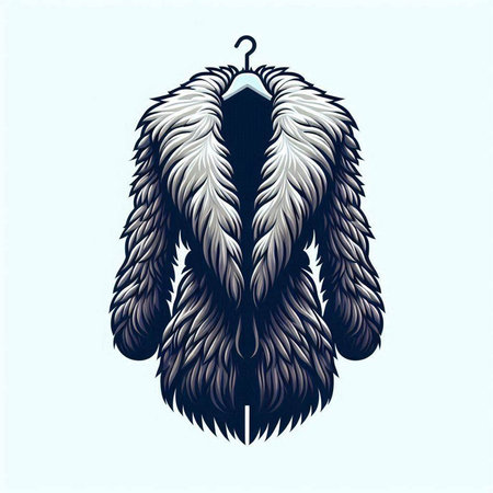 Vintage fur coat isolated on a white background. Vector illustration.のイラスト素材