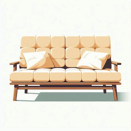 Sofa with cushions on a white background. Vector illustrationのイラスト素材