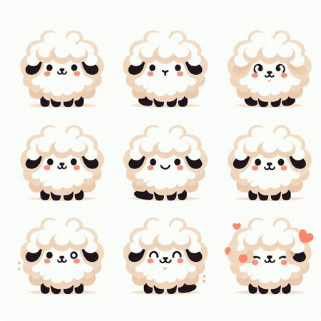 Cute sheep character set. Cute cartoon sheep vector illustration.のイラスト素材