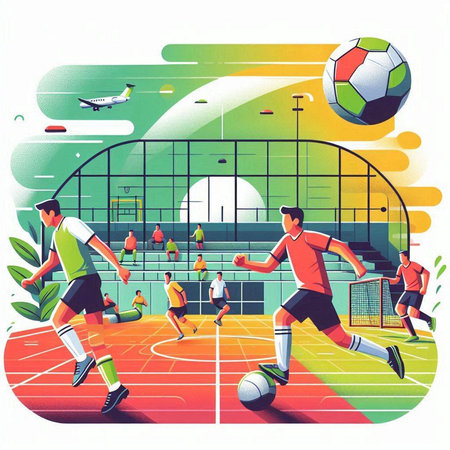 Soccer match. Soccer players on the field. Vector illustration.のイラスト素材
