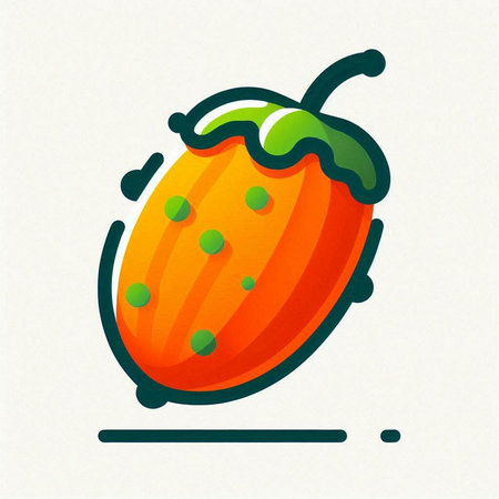 Illustration of orange melon on white background. Vector illustration.のイラスト素材