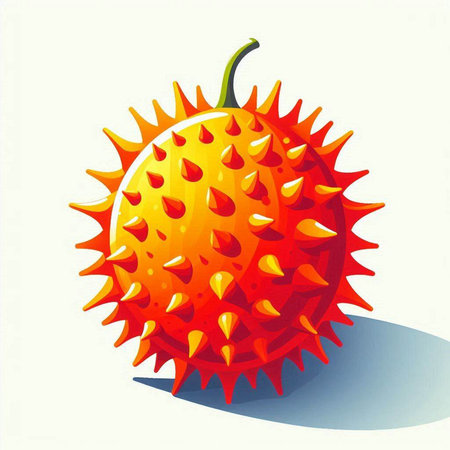 Illustration of a kiwano fruit on a white background.のイラスト素材