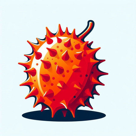 Illustration of a virus on a blue background. Vector illustration.のイラスト素材
