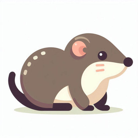Cute mouse isolated on white background. Vector illustration. Cartoon style.のイラスト素材