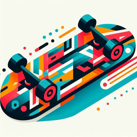 Abstract colorful background with skateboard. Vector illustration. Eps 10.のイラスト素材