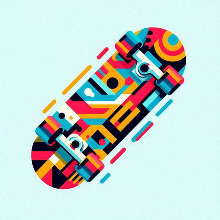 Skateboard on colorful background. Vector illustration. Eps 10.のイラスト素材
