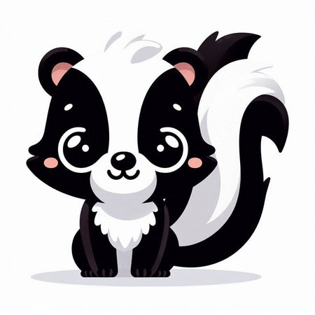 Cute skunk cartoon vector illustration isolated on a white background.のイラスト素材