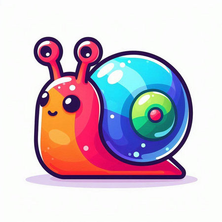 Cartoon cute snail. Vector illustration. Isolated on white background.のイラスト素材