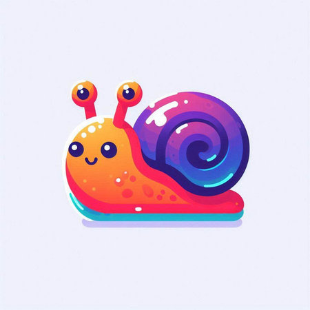 Cute cartoon snail. Vector illustration. Isolated on white background.のイラスト素材