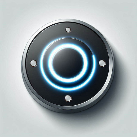 Glowing neon circle icon on grey background. Eps 10 vector file.のイラスト素材