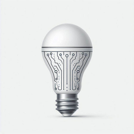 Circuit board lightbulb on white background. Vector illustration.のイラスト素材