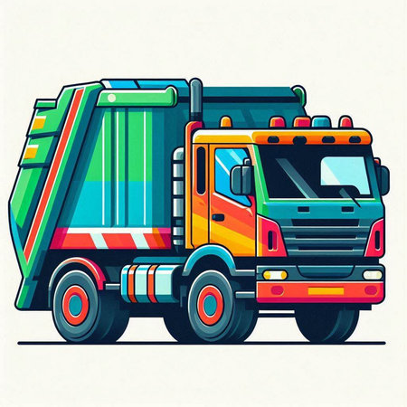 Garbage truck. Colorful vector illustration of a garbage truck.
