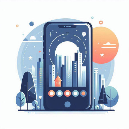 Smart watch with application icons. Vector illustration of a smart watch.のイラスト素材