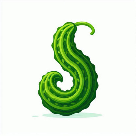 Cucumber font. Letter C. Cucumber vector illustration.のイラスト素材