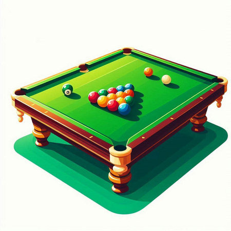 Billiard table with balls on a white background. Vector illustration.