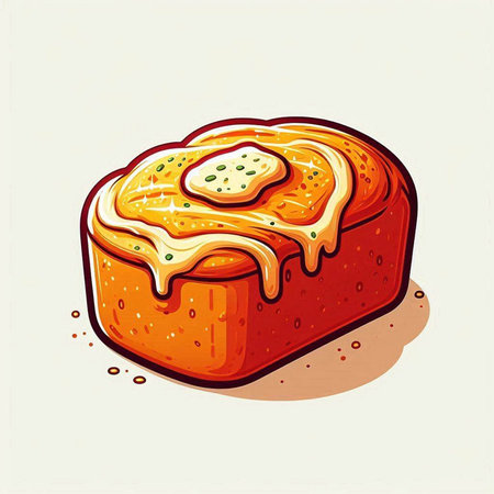 Illustration of a piece of bread with butter. Vector illustration.