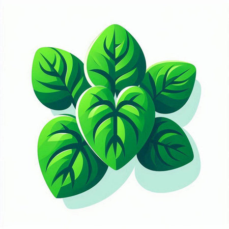 Green leaves on a white background. Vector illustration. Eps 10.