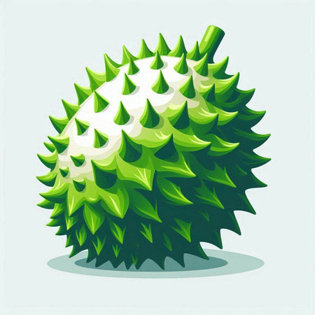 Illustration of a green durian isolated on a white background.のイラスト素材