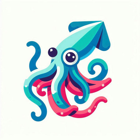 Colorful octopus isolated on a white background. Vector illustration.のイラスト素材