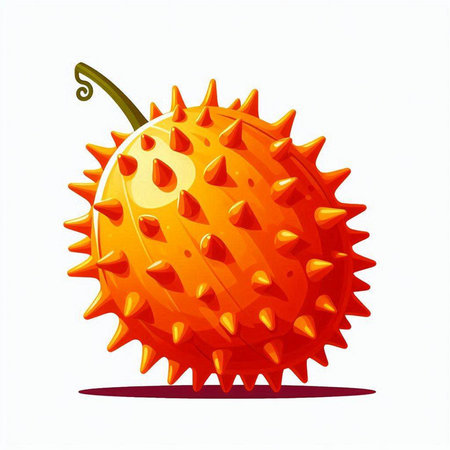 Kiwano fruit isolated on white background. Vector cartoon illustration.のイラスト素材