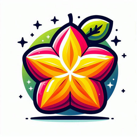 Colorful vector illustration of a starfruit on a white background.のイラスト素材