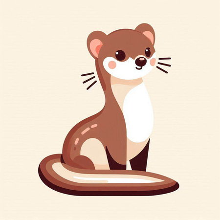 Cute cartoon ferret. Vector illustration of a wild animal.のイラスト素材