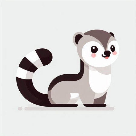 Cute raccoon vector illustration. Cute cartoon raccoon character.