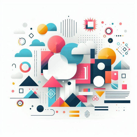 Abstract geometric background with colorful paper cut shapes. Vector Illustration.のイラスト素材