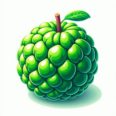 Custard apple isolated on a white background. Vector illustration.