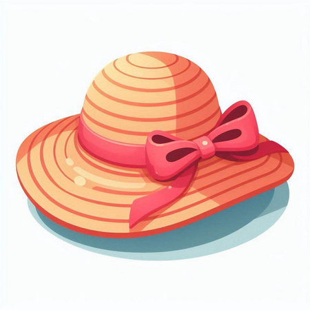Vector illustration of a colorful summer hat isolated on a white background.のイラスト素材