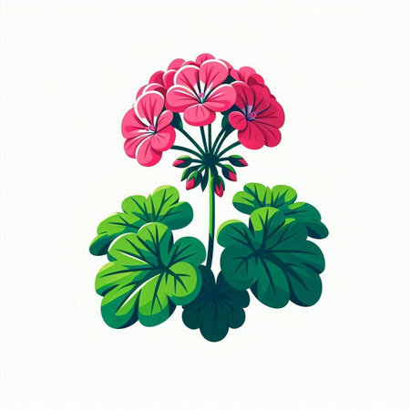 Geranium flowers isolated on white background. Hand drawn vector illustration.のイラスト素材