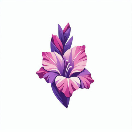 Purple hibiscus flower isolated on white background. Vector illustration.のイラスト素材