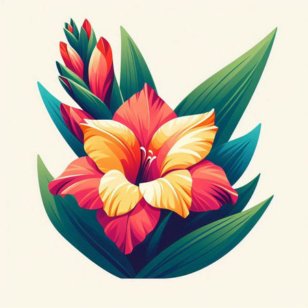 Flower vector illustration. Hand drawn vector illustration of lily.のイラスト素材
