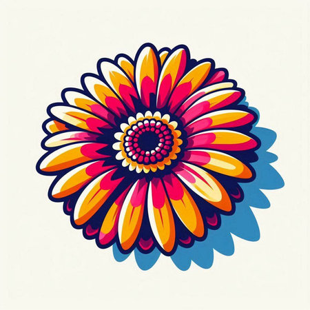 Colorful flower on a light background. Hand-drawn illustration.のイラスト素材