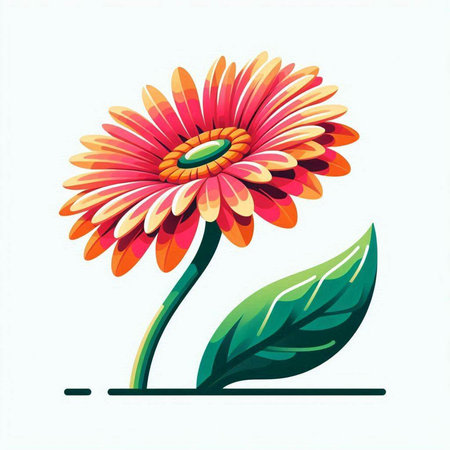 Gerbera flower isolated on a white background. Vector illustration.のイラスト素材