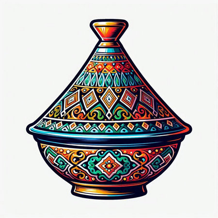 Hand drawn pottery vase. Colorful ethnic vector illustration.のイラスト素材