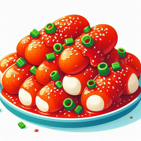 Illustration of a bowl of chinese sausage with sesame seedsのイラスト素材