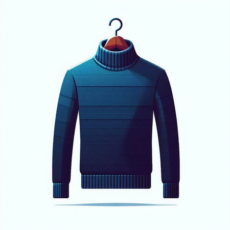 Blue sweater on a hanger isolated on white background. Vector illustration.のイラスト素材