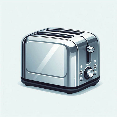Vector illustration of a white toaster isolated on a white background.