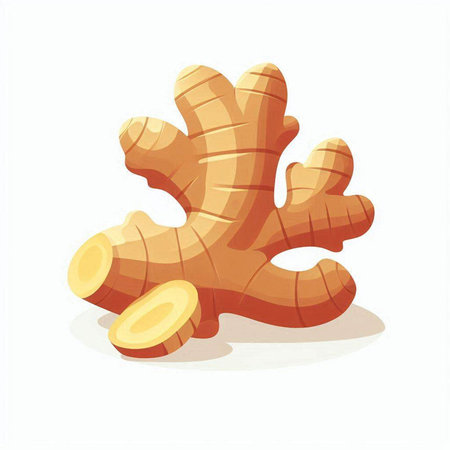 Ginger root isolated on white background. Vector illustration. Eps 10.のイラスト素材