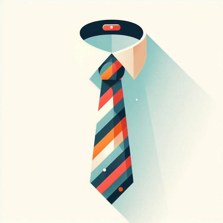 Illustration of a striped necktie on a light background with shadowのイラスト素材