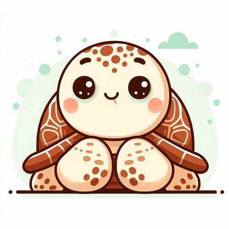 Cute cartoon turtle isolated on a white background. Vector illustration.
