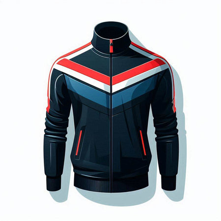 Men's black and red sport jacket isolated on a white background.