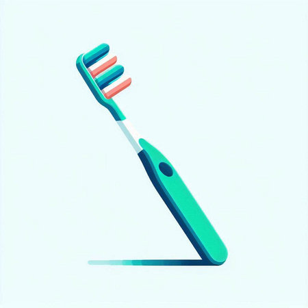 Toothbrush icon isolated on blue background. 3d illustration.のイラスト素材