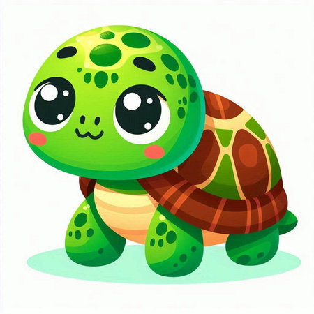 Cute cartoon turtle. Vector illustration isolated on a white background.